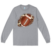 Heather Grey football cowhide leopard patch Long Sleeve Tee - JahusDesignShop