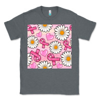 Charcoal Heather breast cancer awareness with daisy and heart seamless pattern Classic Tee - BundleAndBundleShop