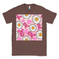 Chestnut breast cancer awareness with daisy and heart seamless pattern Classic Tee - BundleAndBundleShop