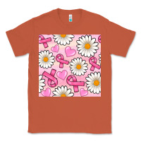 Copper breast cancer awareness with daisy and heart seamless pattern Classic Tee - BundleAndBundleShop