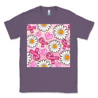 Lavender breast cancer awareness with daisy and heart seamless pattern Classic Tee - BundleAndBundleShop