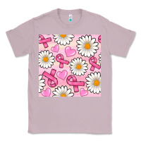 Lilac breast cancer awareness with daisy and heart seamless pattern Classic Tee - BundleAndBundleShop