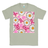 Matcha breast cancer awareness with daisy and heart seamless pattern Classic Tee - BundleAndBundleShop