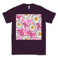 Plum breast cancer awareness with daisy and heart seamless pattern Classic Tee - BundleAndBundleShop
