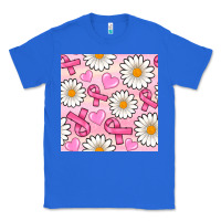 True Royal breast cancer awareness with daisy and heart seamless pattern Classic Tee - BundleAndBundleShop