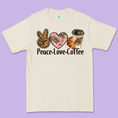 Peace Love Coffee Premium Tee Designed By Barkaloodesign