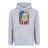 Heather Grey American flag eagle Heavyweight Hoodie - MaliasSmallBusiness
