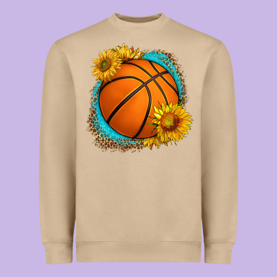 Western Basketball With Sunflower Heavyweight Sweatshirt Designed By Hra Design Shop