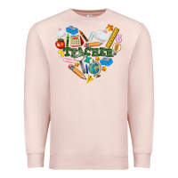 Pale Pink teacher heart Premium Sweatshirt - NancyCooperArtShop