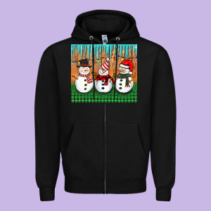 Christmas Snovman Zipper Hoodie Designed By Barkaloodesign