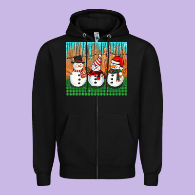 Christmas Snovman Zipper Hoodie Designed By Barkaloodesign