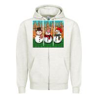 Oatmeal Heather christmas snovman Zipper Hoodie - BarkalooDesign