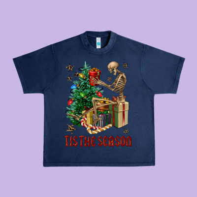 Skeleton Tis The Season Urban Heavy Tee Designed By Fadigitalartstudio