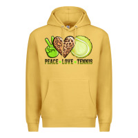 Antique Gold peace love tennis Premium Hoodie - AdoDesignShop