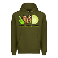 Army Green peace love tennis Premium Hoodie - AdoDesignShop