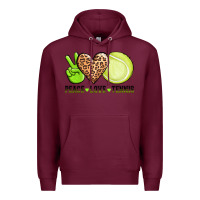 Burgundy peace love tennis Premium Hoodie - AdoDesignShop