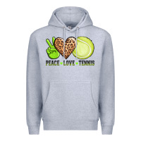 Heather Grey peace love tennis Premium Hoodie - AdoDesignShop