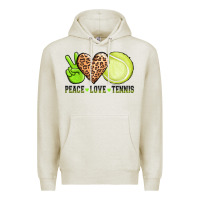 Oatmeal Heather peace love tennis Premium Hoodie - AdoDesignShop