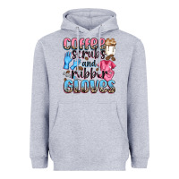 Heather Grey coffee scrubs and rubber gloves Heavyweight Hoodie - NancyCooperArtShop