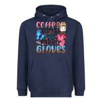 Navy coffee scrubs and rubber gloves Heavyweight Hoodie - NancyCooperArtShop