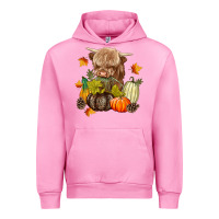 Fuchsia Pink Heifer with Pumpkins Urban Hoodie - texasbilliewilder