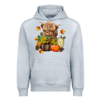 Heather Grey Heifer with Pumpkins Urban Hoodie - texasbilliewilder