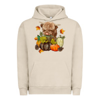 Pigment French Oak Heifer with Pumpkins Urban Hoodie - texasbilliewilder