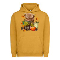 Pigment Peanut Butter Heifer with Pumpkins Urban Hoodie - texasbilliewilder