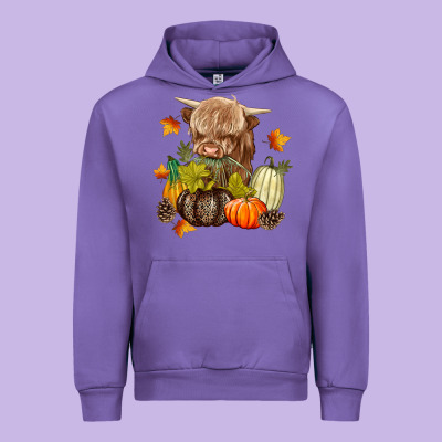 Heifer With Pumpkins Urban Hoodie Designed By Texasbilliewilder