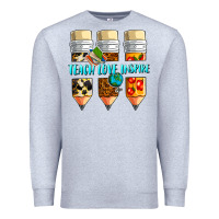 Heather Grey teach love inspire Premium Sweatshirt - NancyCooperArtShop