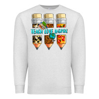 Oatmeal Heather teach love inspire Premium Sweatshirt - NancyCooperArtShop