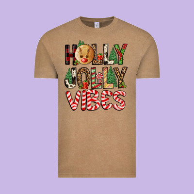 Holly Jolly Vibes Vintage Tee Designed By Fadigitalartstudio