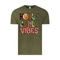 Vintage Olive holly jolly vibes Vintage Tee - FaDigitalArtStudio