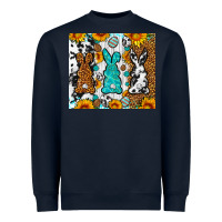 Navy Easter bunnies leopard cowhide tumbler Easter Day Heavyweight Sweatshirt - Neo Western