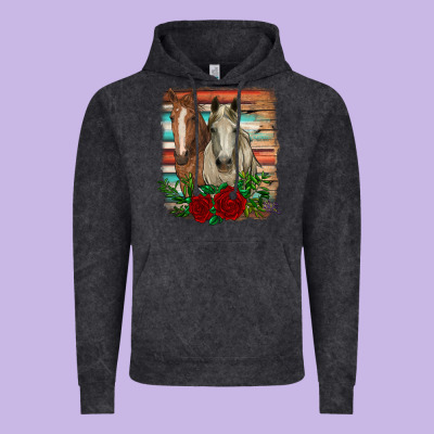 Horses With Roses Vintage Hoodie Designed By Ranaportraitstore