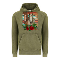 Vintage Olive horses with roses Vintage Hoodie - RanaPortraitStore