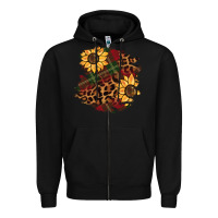 Black Christmas leopard sunflower Zipper Hoodie - BarkalooDesign