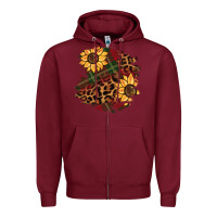 Burgundy Christmas leopard sunflower Zipper Hoodie - BarkalooDesign