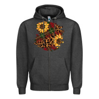 Charcoal Heather Christmas leopard sunflower Zipper Hoodie - BarkalooDesign