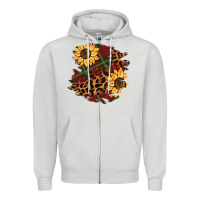 Dove Grey Christmas leopard sunflower Zipper Hoodie - BarkalooDesign