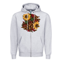 Heather Grey Christmas leopard sunflower Zipper Hoodie - BarkalooDesign