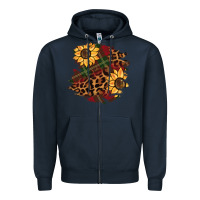 Navy Christmas leopard sunflower Zipper Hoodie - BarkalooDesign