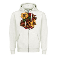 Oatmeal Heather Christmas leopard sunflower Zipper Hoodie - BarkalooDesign
