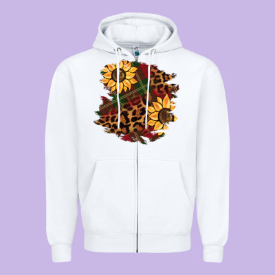 Christmas Leopard Sunflower Zipper Hoodie Designed By Barkaloodesign