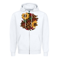White Christmas leopard sunflower Zipper Hoodie - BarkalooDesign