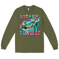 Army Green just a girl who loves turtles Long Sleeve Tee - Jasminsmagicworld