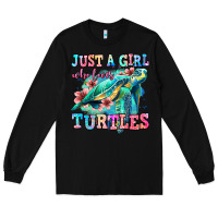 Black just a girl who loves turtles Long Sleeve Tee - Jasminsmagicworld
