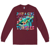 Burgundy just a girl who loves turtles Long Sleeve Tee - Jasminsmagicworld
