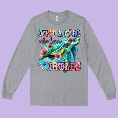 Just A Girl Who Loves Turtles Long Sleeve Tee Designed By Jasminsmagicworld