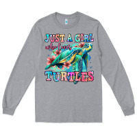 Heather Grey just a girl who loves turtles Long Sleeve Tee - Jasminsmagicworld